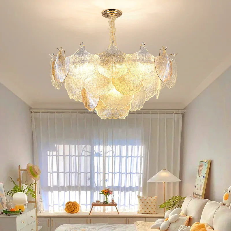Afralia™ LED Dimmable Shell Ceiling Chandelier - Modern Round Hanging Lamp