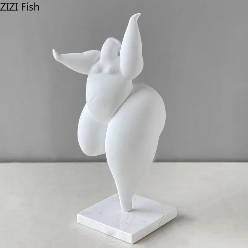 Afralia™ Fat Girl Dancer Resin Sculpture for Room Aesthetics and Desk Decoration