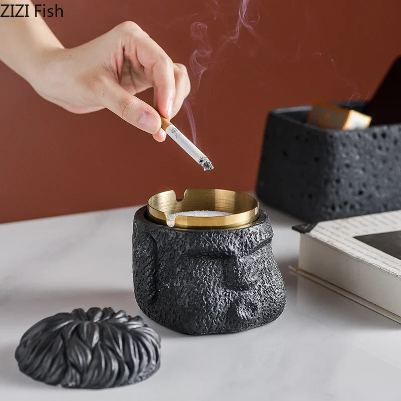Afralia™ Abstract Figure Portraits Cement Ashtray Smoking Accessories Gift