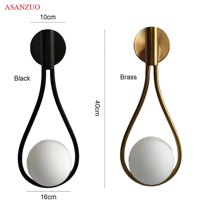 Afralia™ Brass Wall Sconce Glass Ball Modern LED Lighting