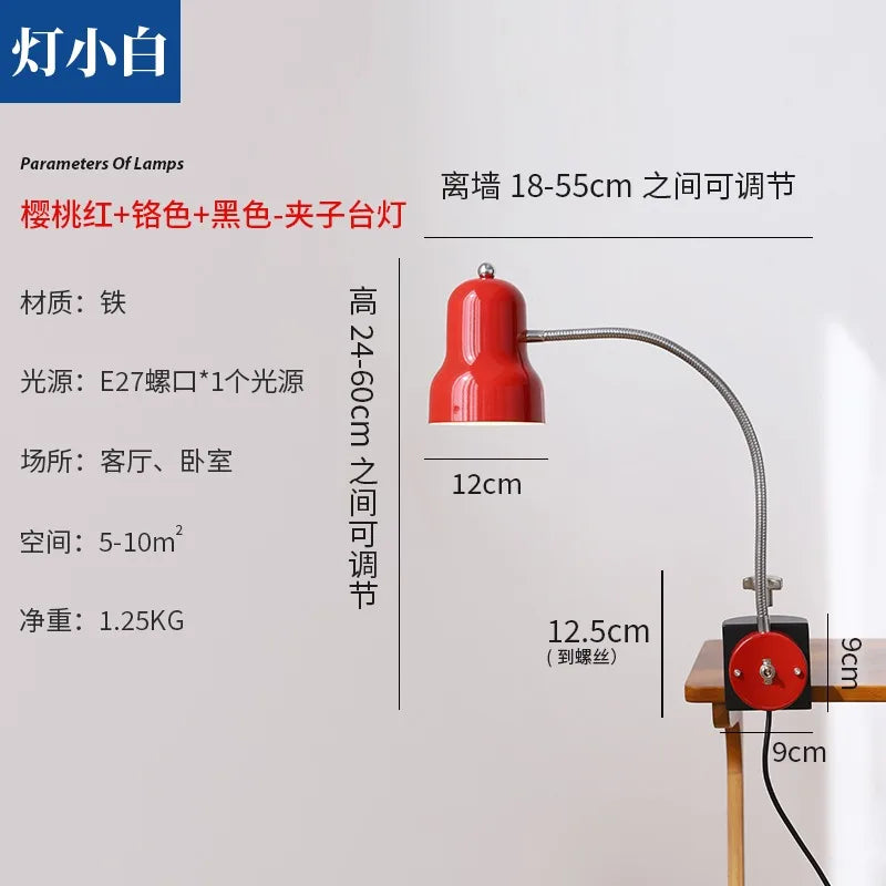 Afralia™ Adjustable LED Desk Lamp Red/Orange/Black E27 - Studio Bedside Reading Light