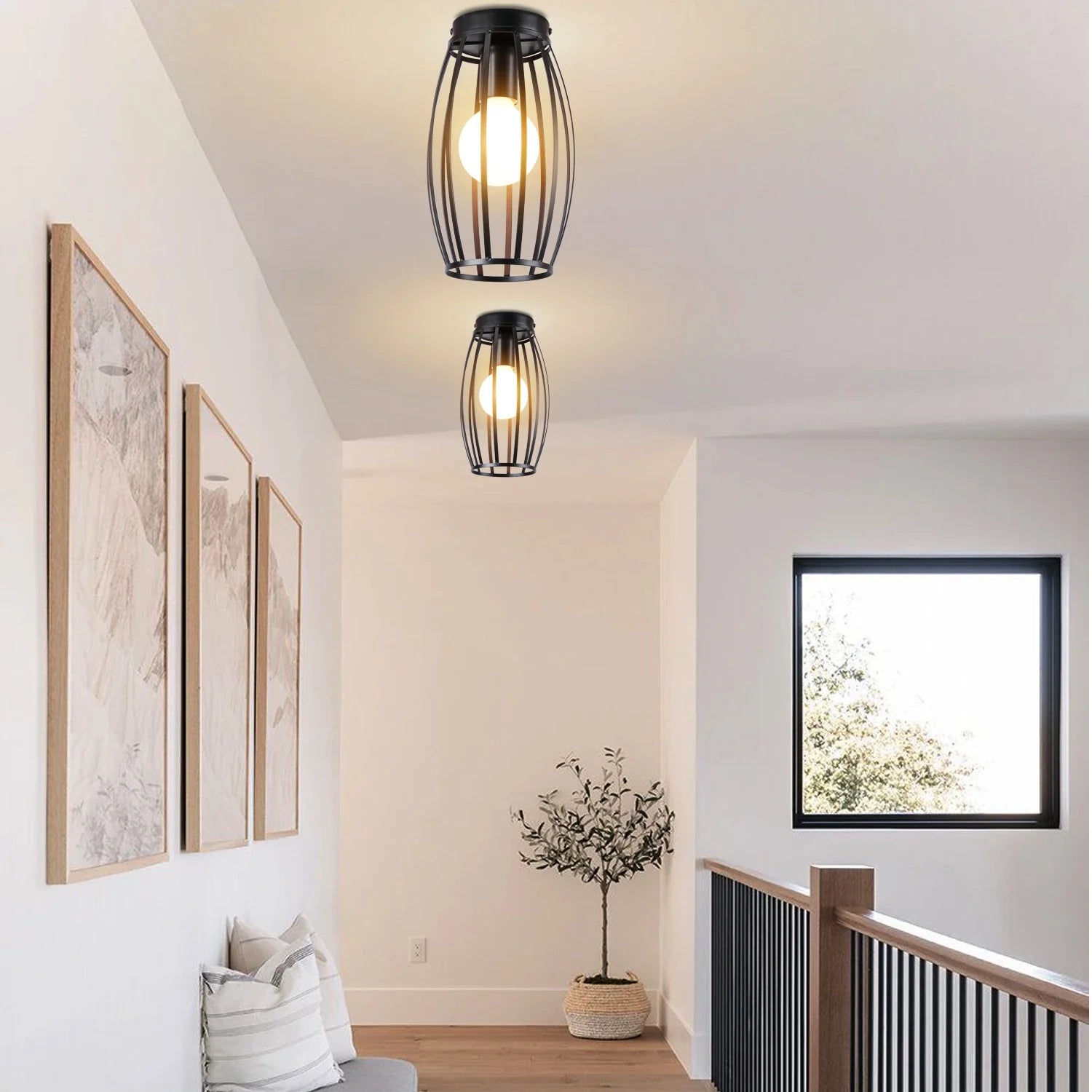 Afralia™ Industrial LED Ceiling Light: Modern Retro Loft Plafonniers for Living Room Kitchen Cage Home Decor