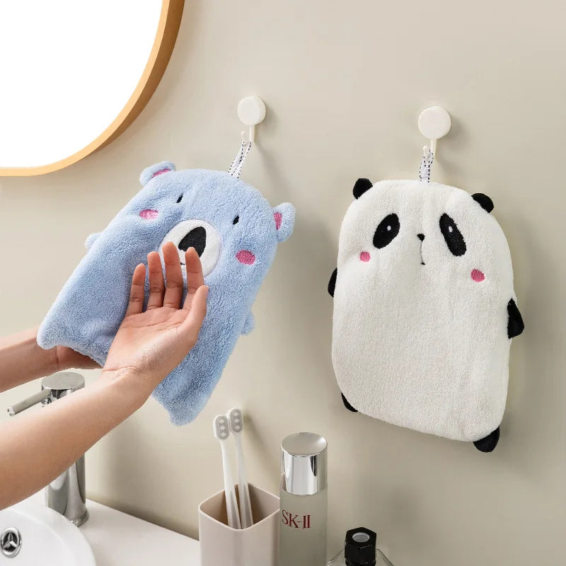 Afralia™ Animal Hand Towel Set - Cute Panda Koala Child Terry Towels with Hanging Loops