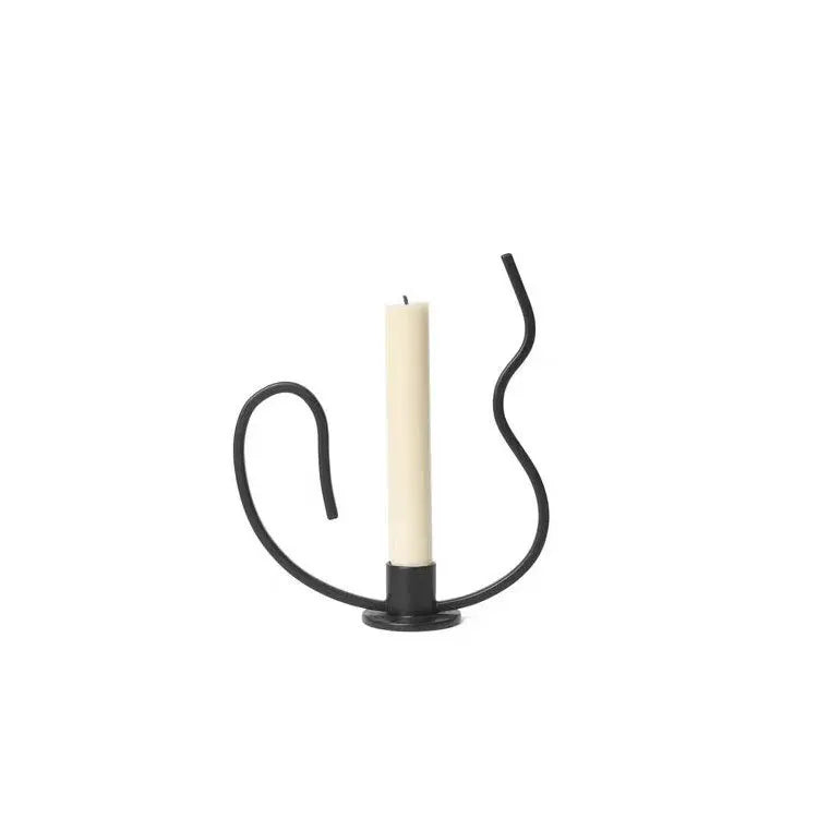 Afralia™ Geometric Black Metal Candlestick Candelabrum - Handcrafted Home Decor & Wedding Centerpiece