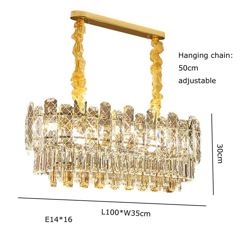 Afralia™ Gold Lustre Chandelier LED Crystal Light Fixture - Postmodern Luxury Hanging Lamp