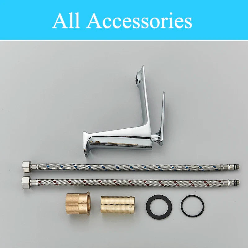 Afralia™ Chrom Basin Faucet Mixer Crane, Hot and Cold Water Tap, Single Handle Europen Design