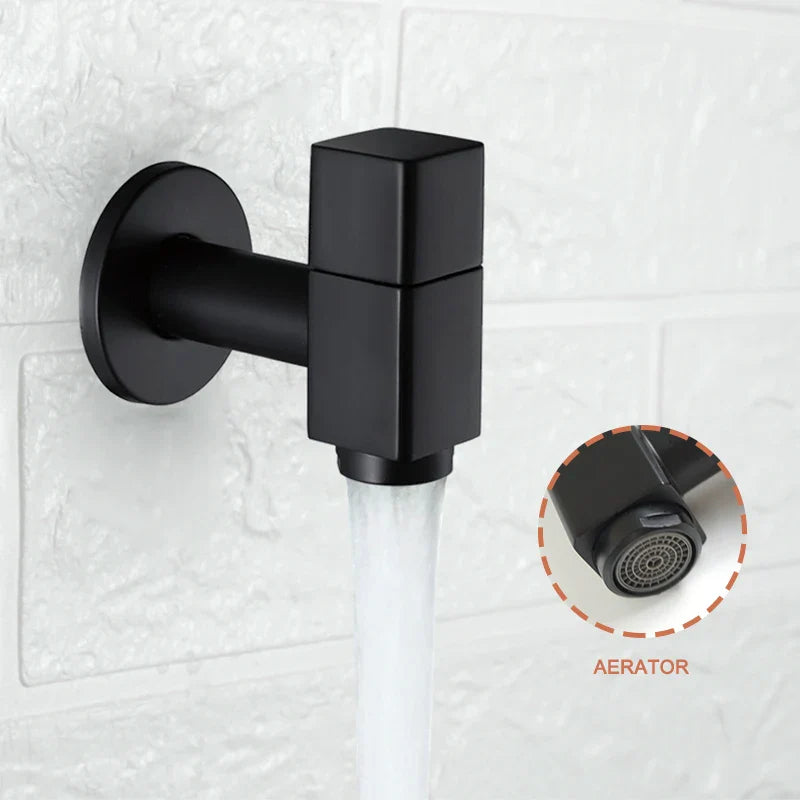 Afralia™ Brass Black Wall Mount Garden Faucet for Extended Outdoor Use