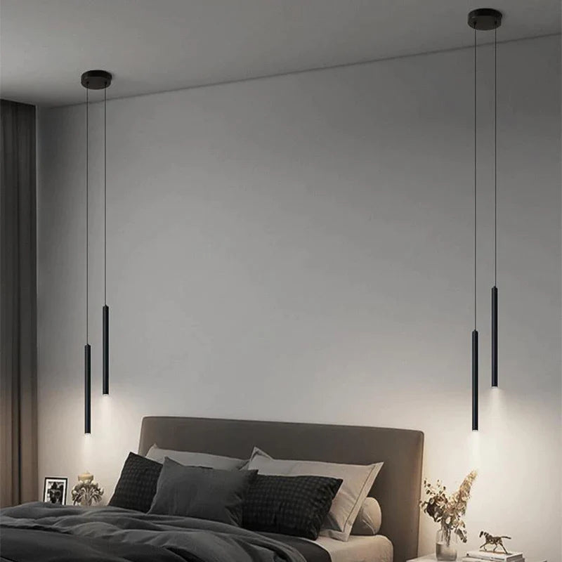 Afralia™ Modern LED Tube Pendant Light Chandelier for Bedroom & Living Room