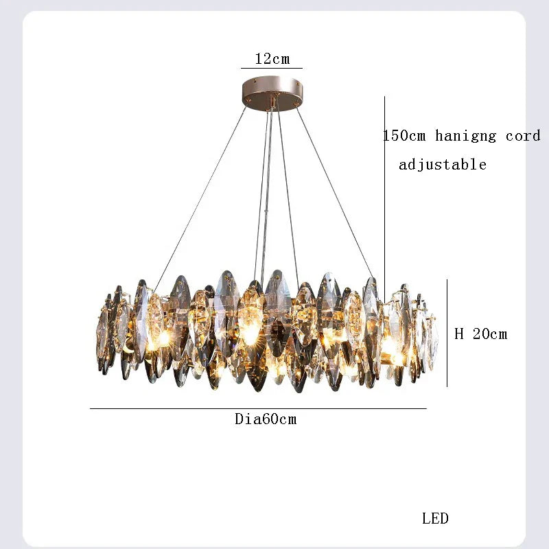 Afralia™ Crystal LED Chandelier: Modern Luxury Indoor Hanging Lamp, Living Room Decor