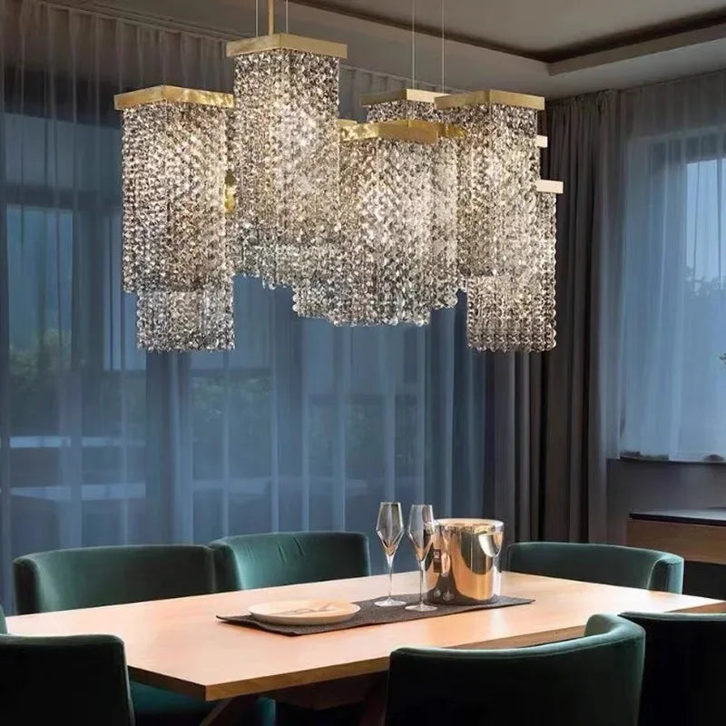 Afralia™ Modern Crystal Chandelier Island Lighting for Hotel Restaurant Decor