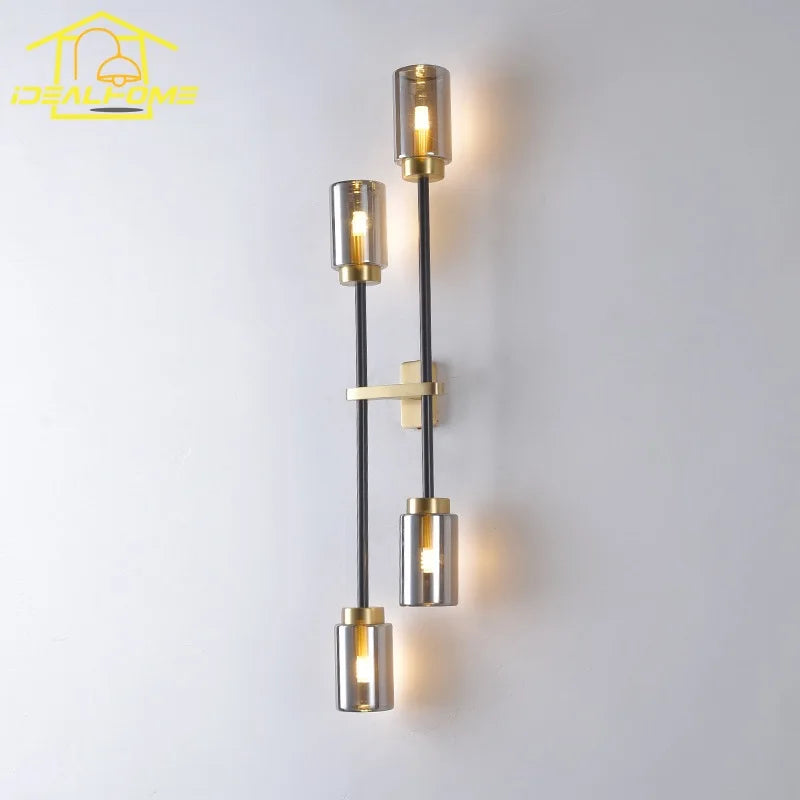 Afralia™ Copper Glass Wall Lamp LED G9 for Living Room Bedroom Studio