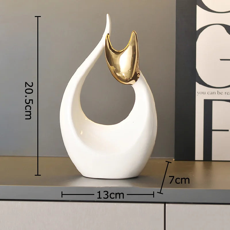 Afralia™ Ceramic Kitten Statue White Cat Sculpture Room Decor Aesthetics