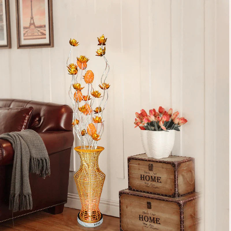 Afralia™ Nordic Golden Flower Floor Lamp: Modern Art LED Decor for Living Room & Bedroom