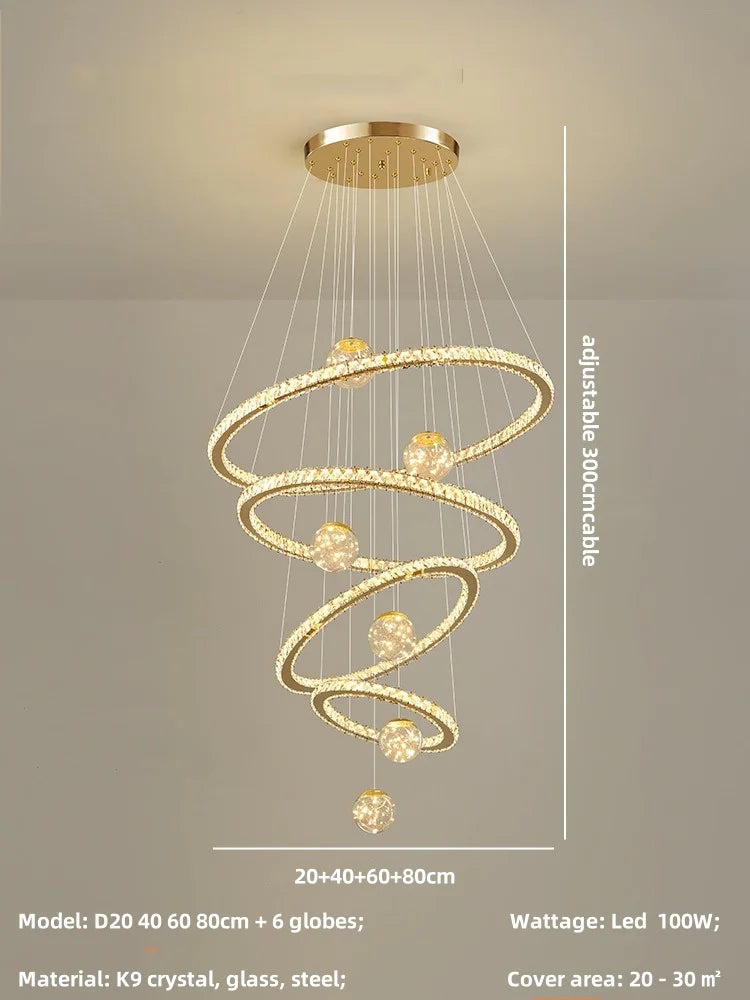 Afralia™ Modern LED Pendant Lights Chandelier for Foyer, Villa, and Stairs