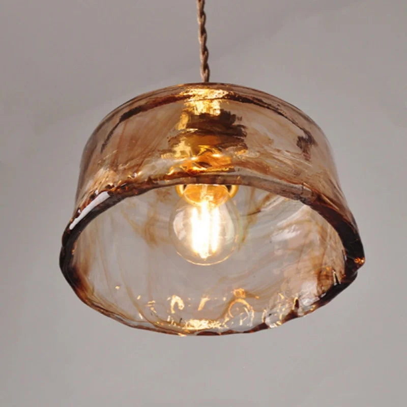 Afralia™ Amber Glass Pendant Light with Adjustable Wire for Dining Room and Kitchen