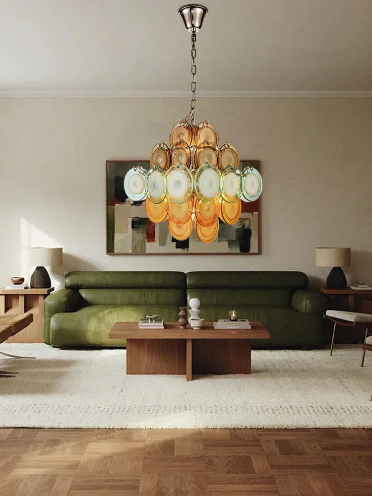 Afralia™ Colorful Glass LED Ceiling Chandelier: Vintage Pendant Home Decoration for Living Room