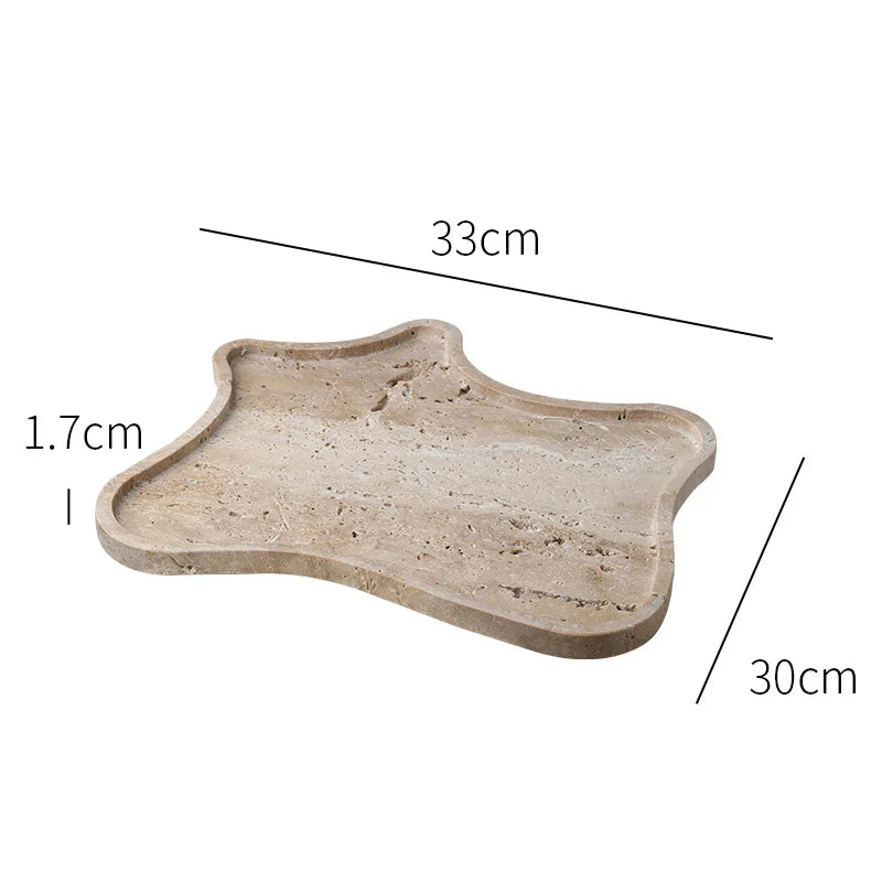 Afralia™ Travertine Stone Tray: Decorative Jewelry & Trinket Dish Organizer for Home Décor