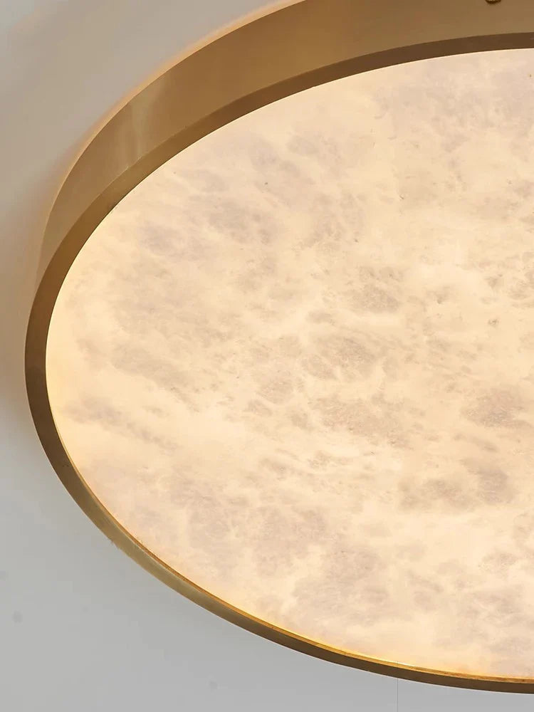 Afralia™ Round Marble Stone Ceiling Lights Elegant Copper Fixture
