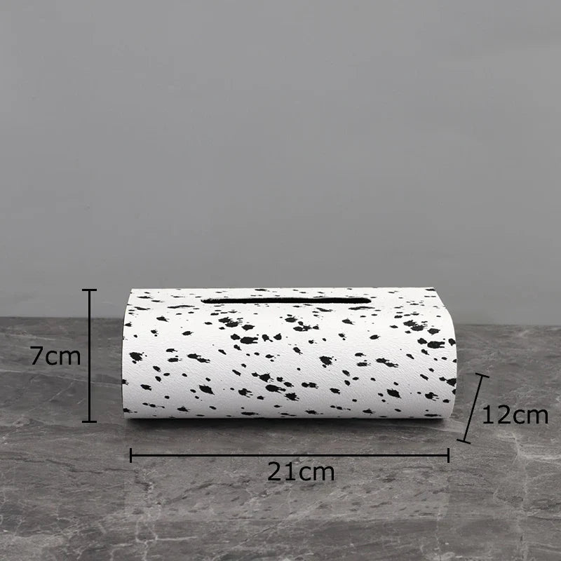 Afralia™ Stylish Dot Texture Tissue Box Holder for Coffee Table, Desk, Bedside, Metal/Leather