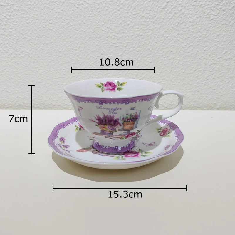 Afralia™ Ceramic Gold-plated Floral Cup & Saucer Set
