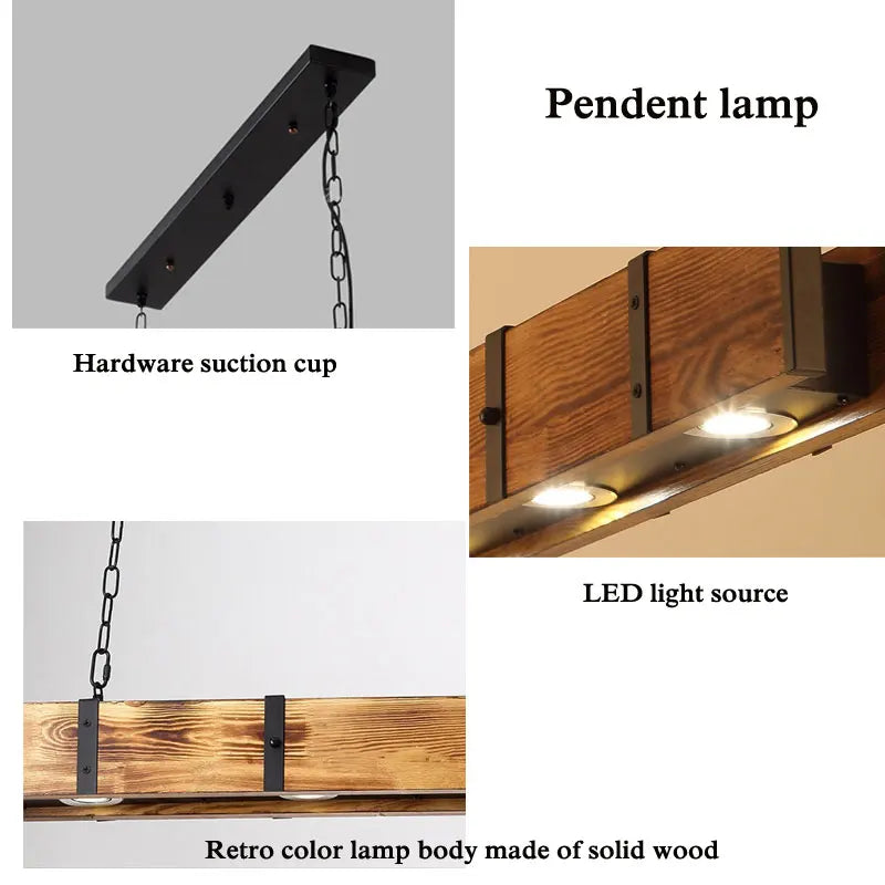 Afralia™ Vintage Wooden Pendant Lamp for Dining Room and Bar Table Lighting