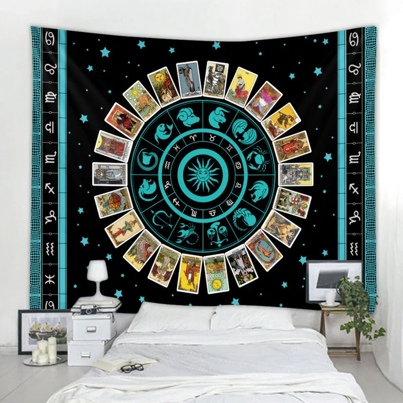 Afralia™ Mystic Symbol Mandala Tapestry for Bohemian Tarot Room Wall Decor