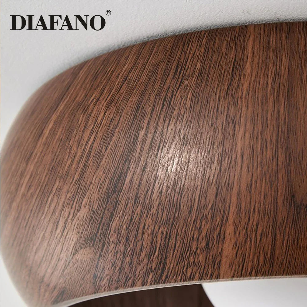 Afralia™ Nordic Wooden Glass LED Ceiling Light - Walnut Grain Finish