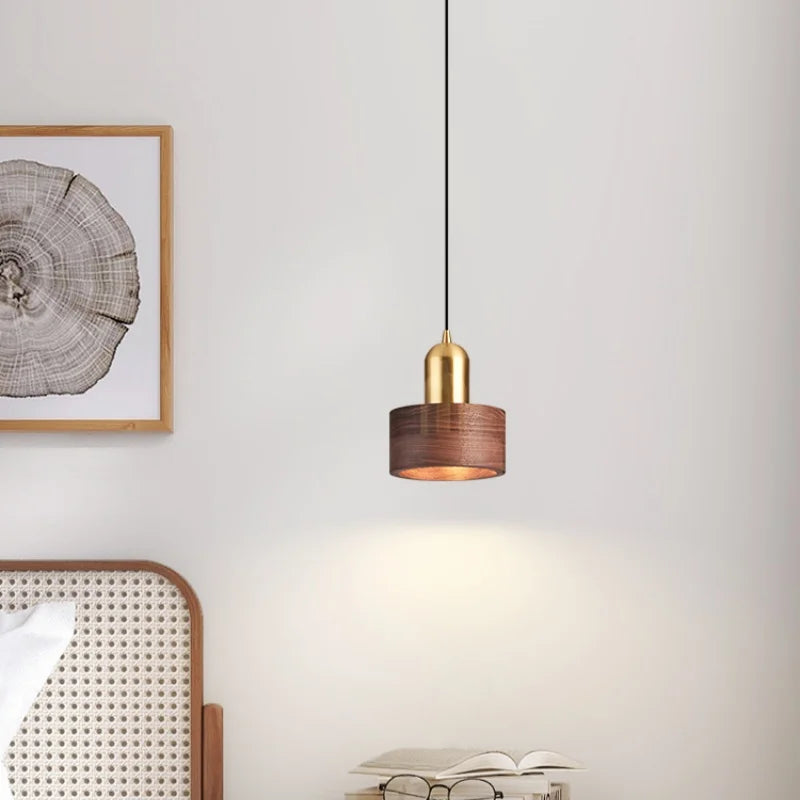 Afralia™ Nordic LED Pendant Light in Walnut Copper Finish for Bar Dining Living Room