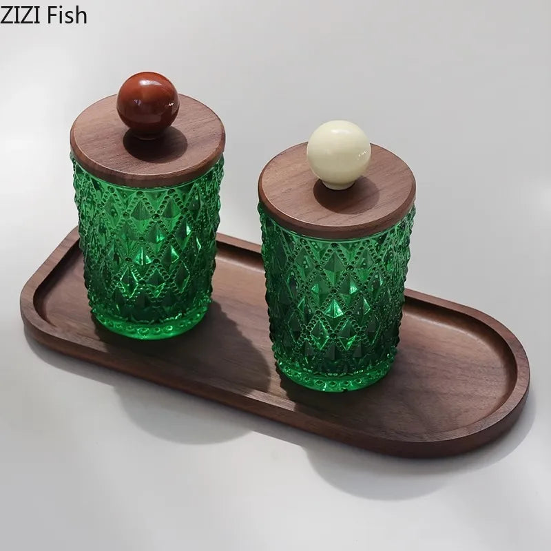 Afralia™ Ceramic Ball Storage Jar with Walnut Lid for Jewelry and Accessories