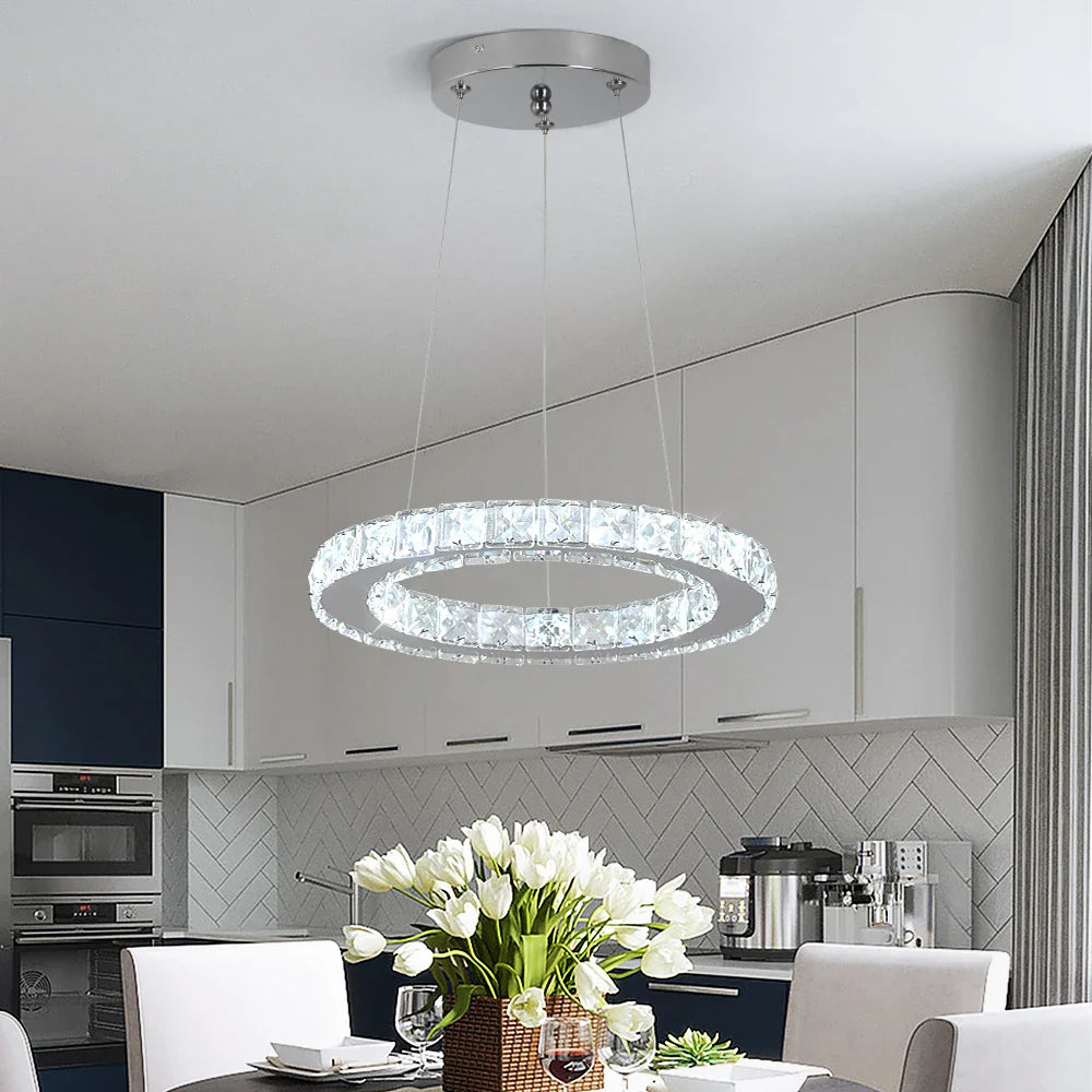 Afralia™ Crystal LED Pendant Chandelier for Home Décor - Modern Art Fixture