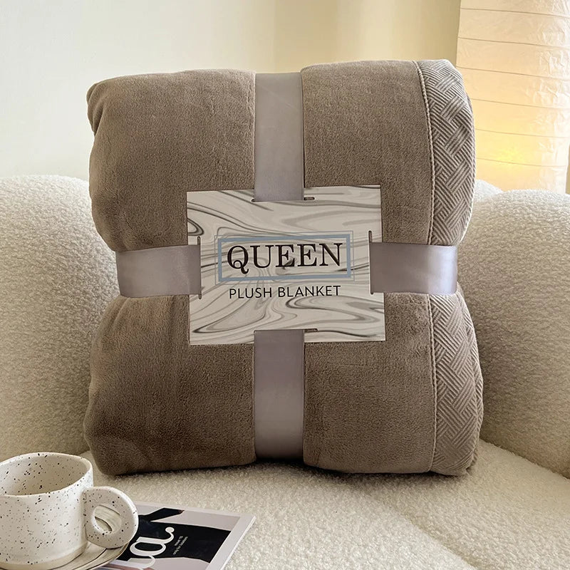 Afralia™ Luxury Soft Milk Velvet Raschel Blanket with Carved Edging