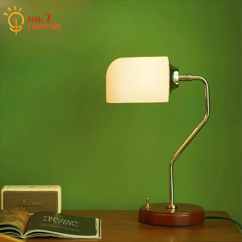 Afralia™ Vintage Solid Wood Table Lamp LED E27 Bauhaus Desk Light for Home Decor