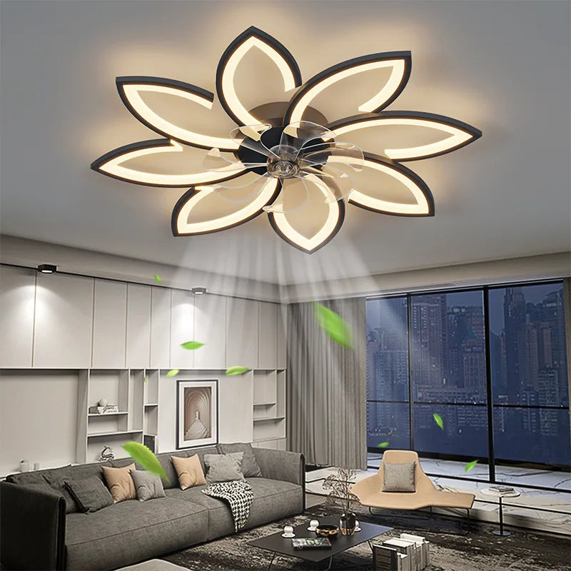 Afralia™ Modern LED Ceiling Fan Light Invisible Blade Bedroom Lighting Remote Control