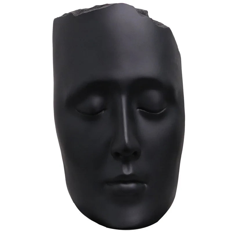 Afralia™ Golden Mask Resin Abstract Face Sculpture for Home Decoration