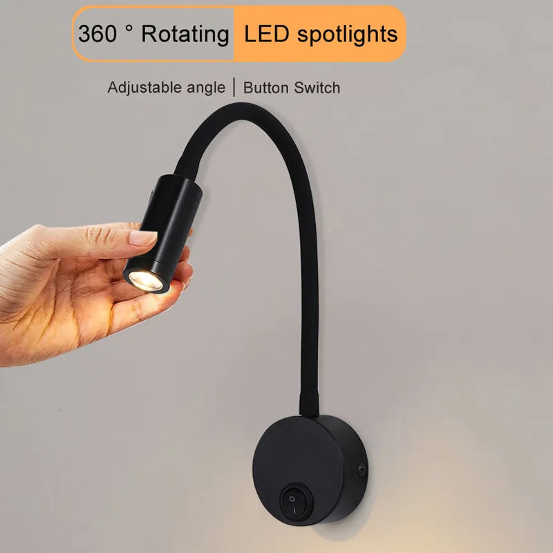 Afralia™ Flex Gooseneck LED Wall Lamp for Home Hotel Loft Bedside Reading