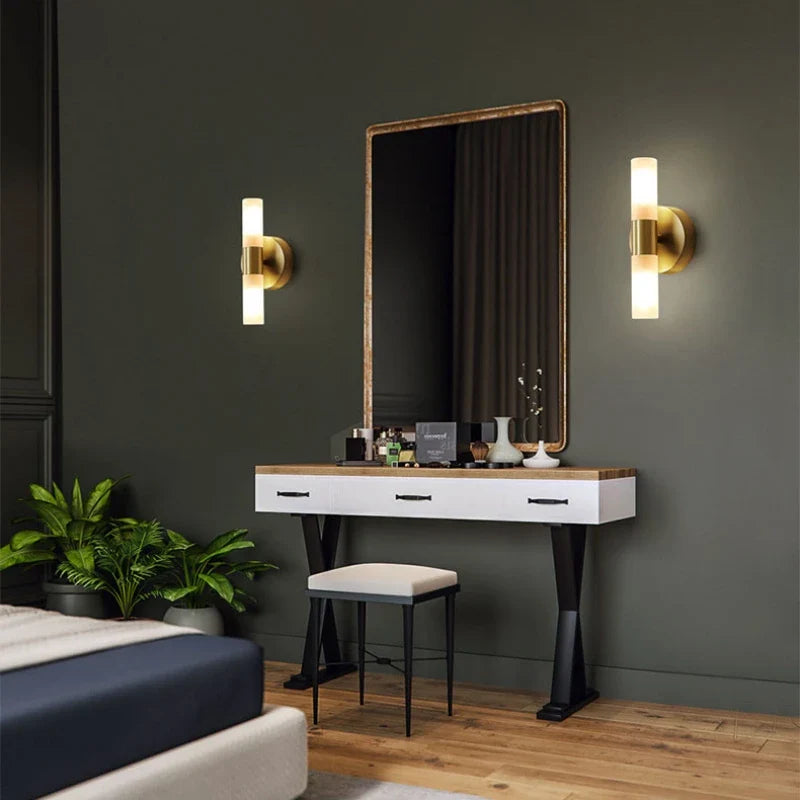 Afralia™ Gold Brass Acrylic Wall Lamp with G9 Bulb for Bathroom and Bedroom Lighting