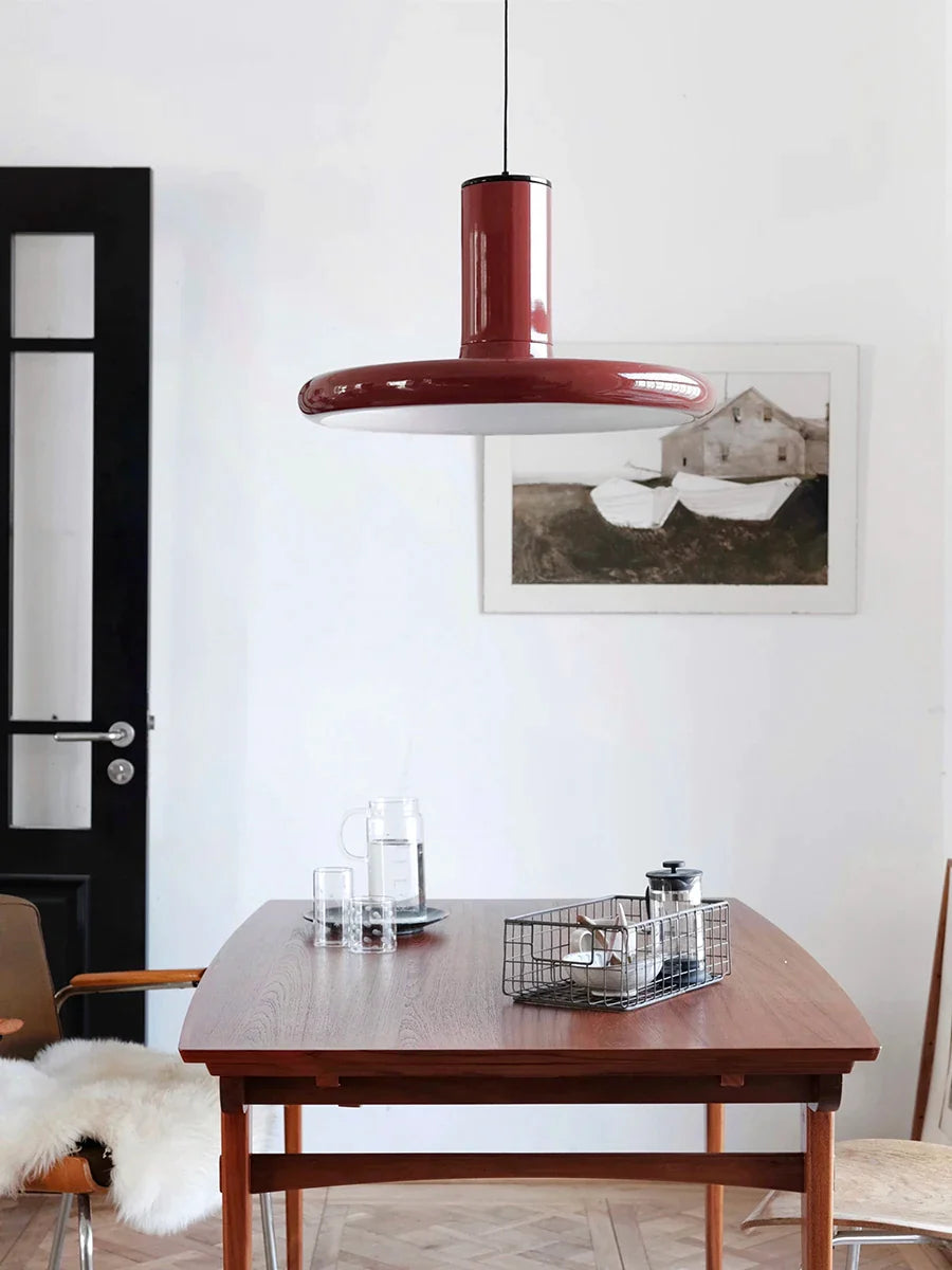 Afralia™ Nordic UFO Red Saucer Pendant Light, Vintage Medieval Living Room Dining Lamp