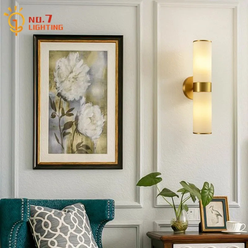 Afralia™ Modern Designer Copper Wall Lamp LED E27 Gold Lustre for Living Room Staircase