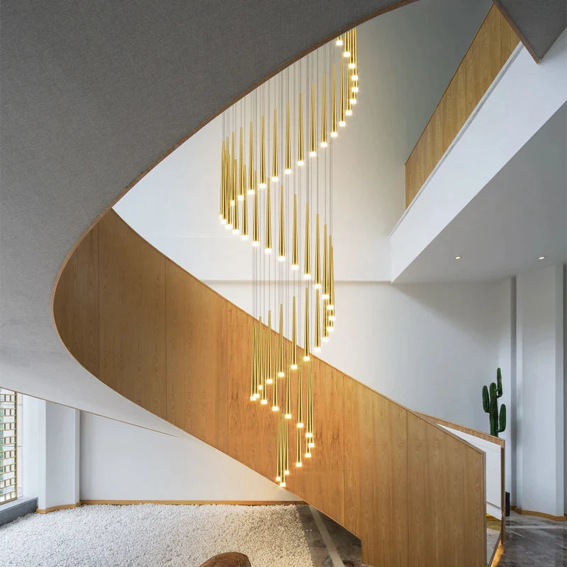 Afralia™ LED Staircase Chandeliers: Modern Luxury for Living Room, Hall, Villa.