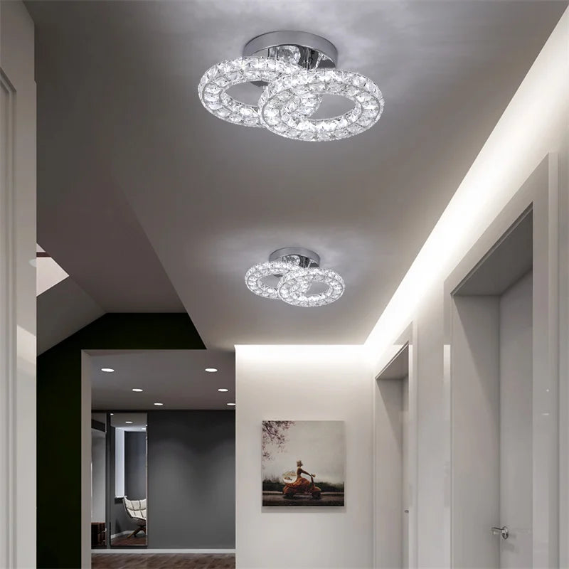 Afralia™ Modern K9 Crystal LED Ceiling Chandelier for Home Decor