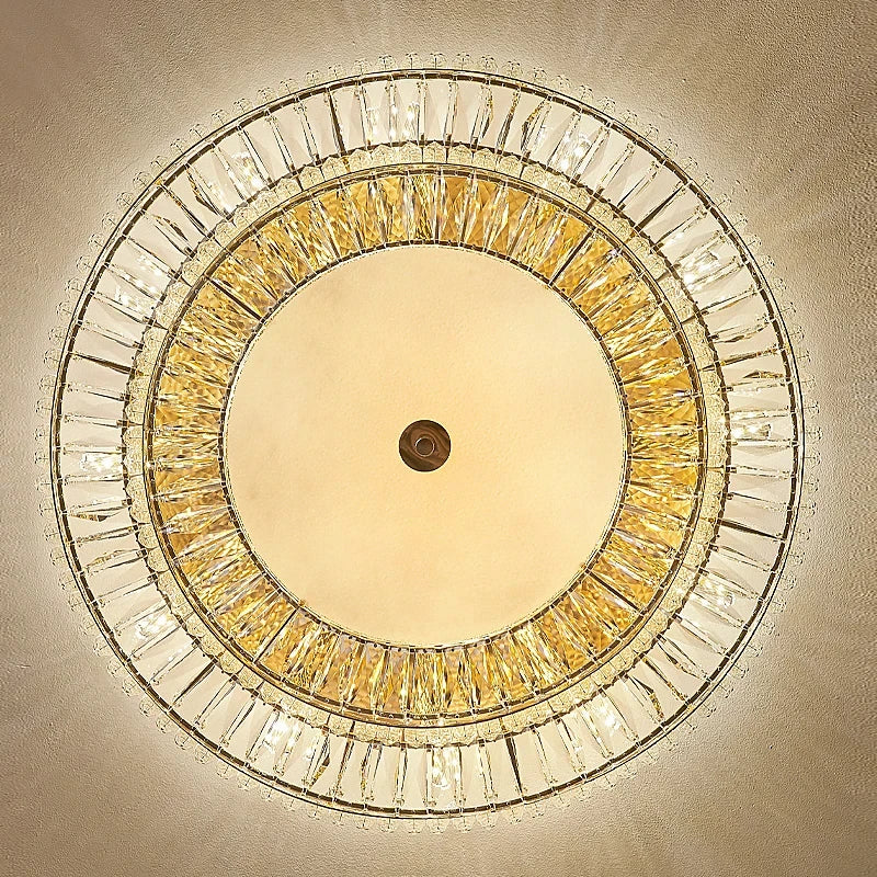 Afralia™ Golden Crystal Ceiling Chandelier | Luxury Living Room LED Light Fixture