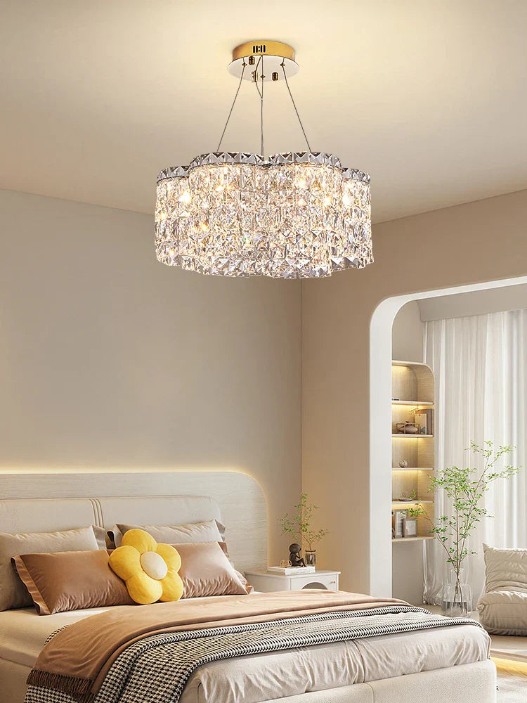 Afralia™ Nordic K9 Crystal Chandelier LED Ceiling Pendant Light Luxury Design for Living Room and Bedroom