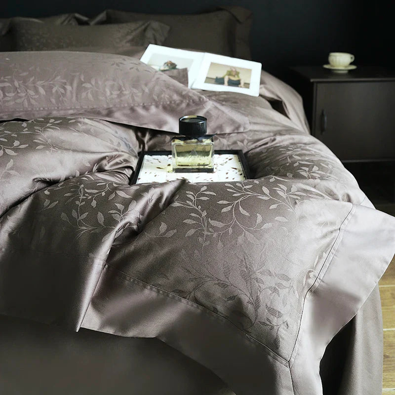 Afralia™ White Egyptian Cotton Jacquard Bedding Set, Luxury Silky Soft, 1000TC