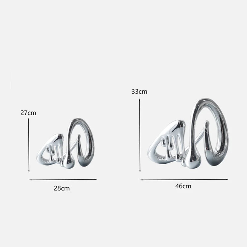 Afralia™ Silver Craft Abstract Water Drop Hollow Ornament Figurines