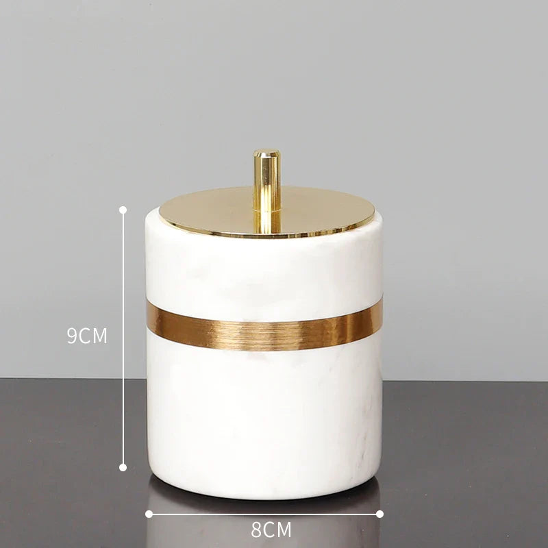 Afralia™ Volakos White Marble Bathroom Set with Golden Accents