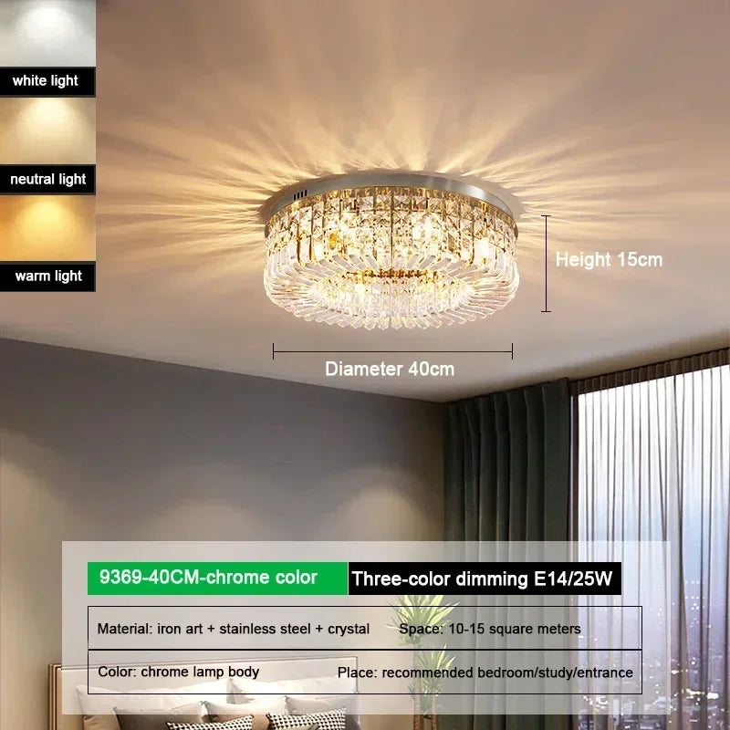 Afralia™ Crystal Glass Round LED Ceiling Light - Luxury Indoor Lighting Solution