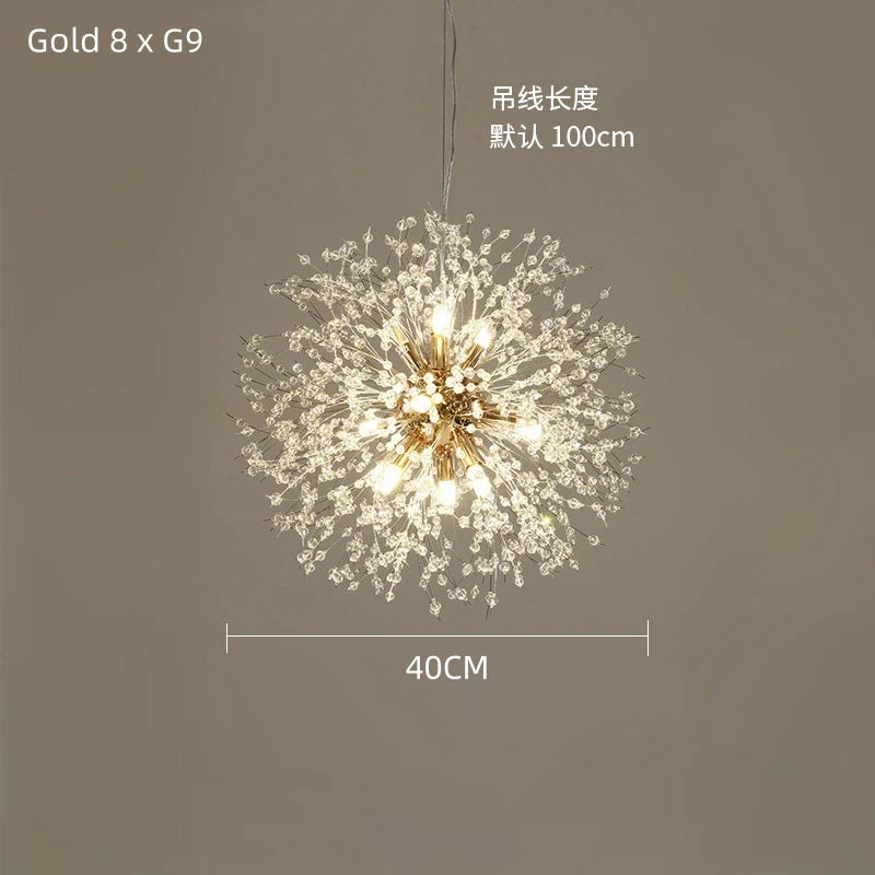 Afralia™ Dandelion Crystal Ceiling Lamp Chandelier for Bedroom Dining Room Kitchen Island