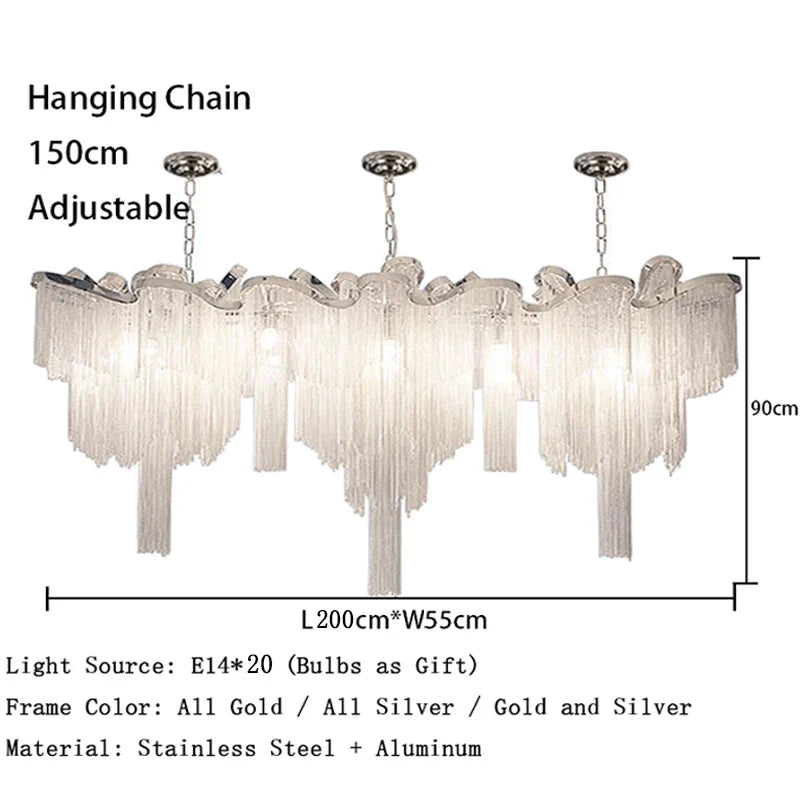 Afralia™ Luxury Tassels Ceiling Chandelier Dimmable Lights for Bedroom Decoration