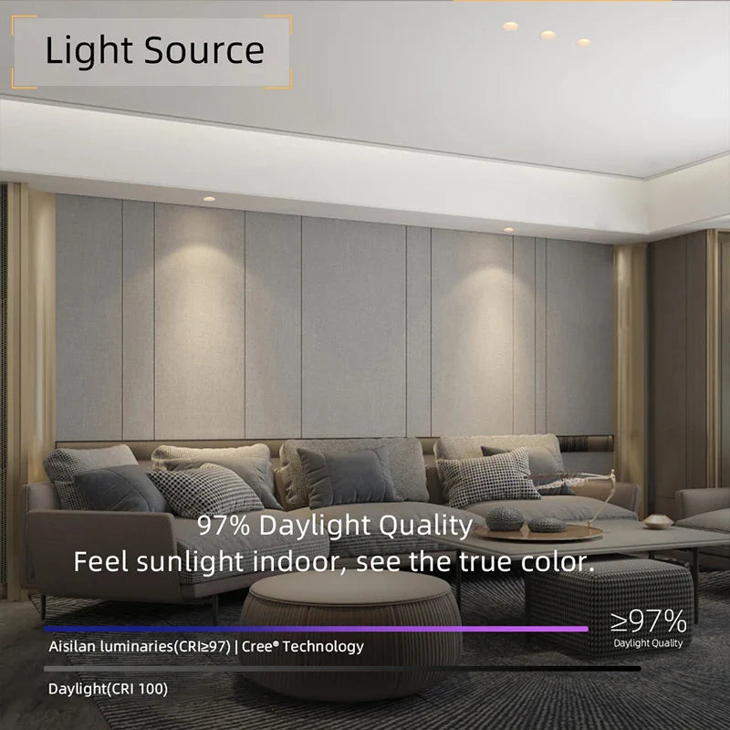 Afralia™ 12W Anti-glare Recessed Downlight Spotlights Ra97 Indoor Lamp for Living Room
