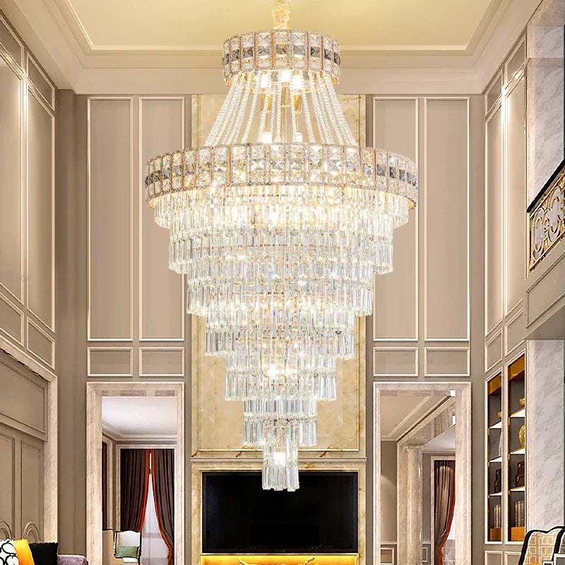 Afralia™ Duplex Villa Crystal Chandelier: Modern Luxury Staircase Lamp for Elegant Living Rooms